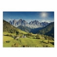 thumbnail image 1 of Mountain Cutting Board, Village View with Mountain Peaks and a Meadow Northern European Alps Art, Decorative Tempered Glass Cutting and Serving Board, Small Size, Grey and Green, by Ambesonne, 1 of 1