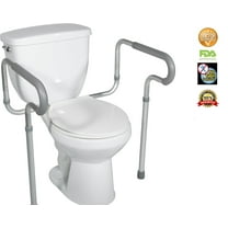 Healthline Trading Toilet Safety Frame, Adjustable Safety Bathroom Rails, Bathroom Handrails for Toilet Seat, Toilet Support Rails for Elderly, Seniors and Disabled, With Plastic Padded Armrests