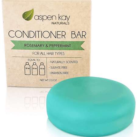 Solid Conditioner Bar, Made With Natural & Organic Ingredients, All Hair Types including frizzy hair, Sulfate-Free, Cruelty-Free & Vegan 2.3 Ounce Bar. (Rosemary & Peppermint)