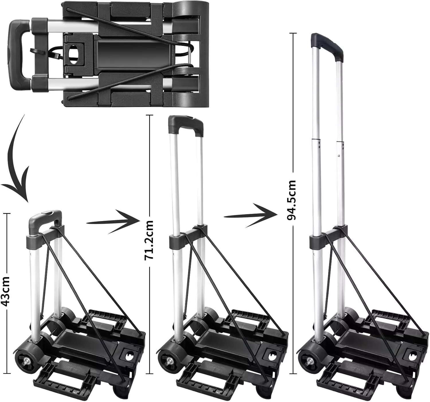 Platform Cart Dolly Folding Moving Warehouse Push Hand Truck Trolley Cart Black