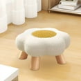 thumbnail image 5 of Flower Stool, Small Round Ottoman with Plush Cushion, Wooden Frame Compact Footrest for Lounge, Dorm Room, Multi-Functional Decor(White), 5 of 6