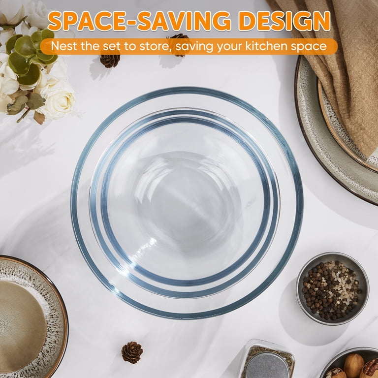 Vesteel 3-Piece Glass Mixing Bowl Set, Clear photo 8