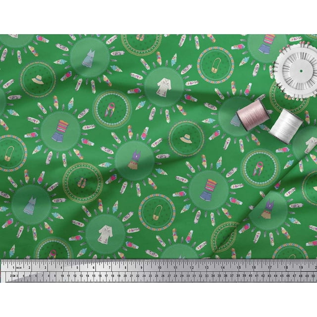 Soimoi Tissu en Soie Vert Chaussures et Tissu Imprimé Mode au Mètre 42 Pouces de Large