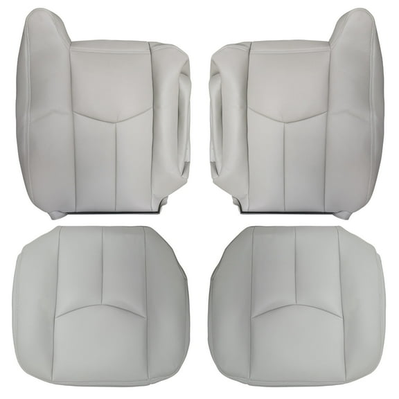 Maxpeedingrods Leather Seat Cover Fit Chevy Silverado GMC Sierra 2003-2004 2005-2006 Gray