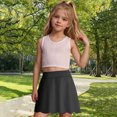 thumbnail image 6 of Girls Golf Skirt, Athletic Tennis Skirts with Shorts Solid Color High Waisted Skorts for Workout Maxi Skirt Black 4Y, 6 of 9