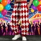 thumbnail image 1 of Ceisia Men's Red White Argyle Print Casual Pants Elastic Waist Drawstring Party Trousers Gifts, 1 of 4