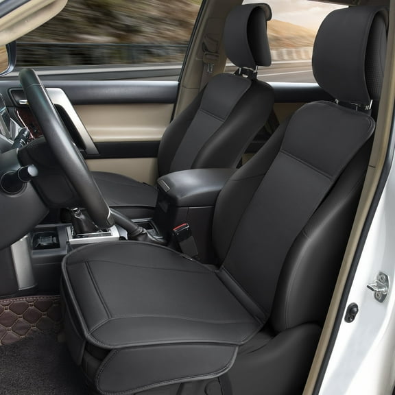 Elantrip 2pc Car Seat Cover Luxury PU Leather for Cars seat Protector Waterproof fits Car Truck Vans SUV Black