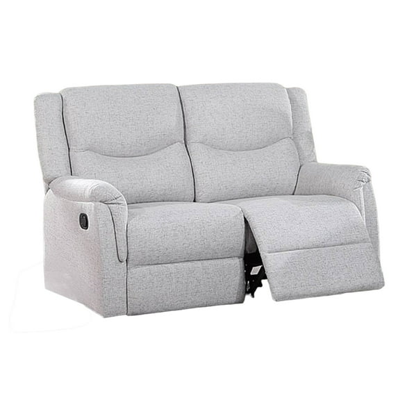 Ammy Manual Loveseat with Pillow Arms, 53 Inch Wood, White Faux Burlap