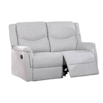 Ammy Manual Loveseat with Pillow Arms, 53 Inch Wood, White Faux Burlap