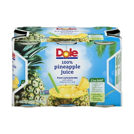 Dole Fruit Juice, Pineapple, 6 Fl Oz, 6 Count