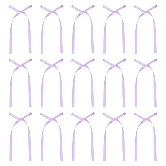 Uxcell 50 Pcs Bow Cake Bowknot Decorations, 3x5.7 Inch Satin Bowknot for Cake Dessert Craft DIY, Purple