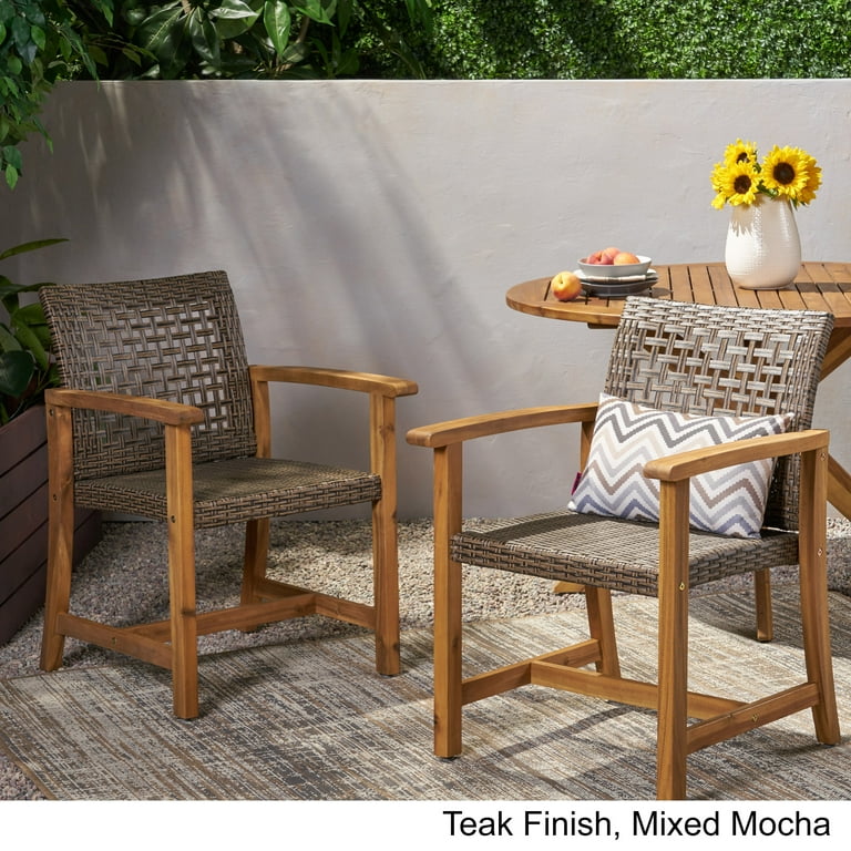 Noble House Hampton Wooden Patio Dining Arm Chair in Teak and
