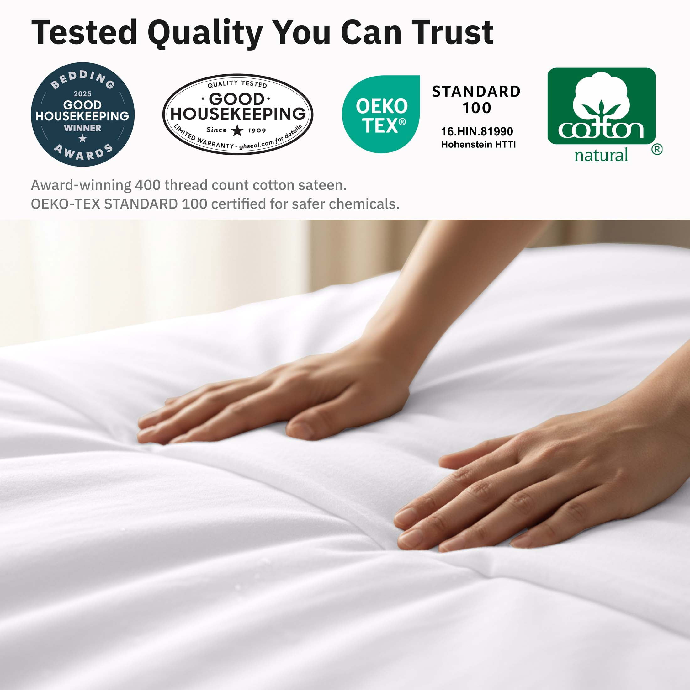California Design Den 2-Piece Twin XL / Twin Duvet Cover Set - 400 Thread Count 100% Cotton Sateen - White