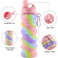 thumbnail image 3 of Botella de agua deportiva plegable arcoíris para niños, estudiantes, reutilizable, de silicona, sin BPA, para viajes, acampadas, senderismo, 3 of 5