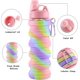 thumbnail image 3 of Botella de agua deportiva plegable arcoíris para niños, estudiantes, reutilizable, de silicona, sin BPA, para viajes, acampadas, senderismo, 3 of 5