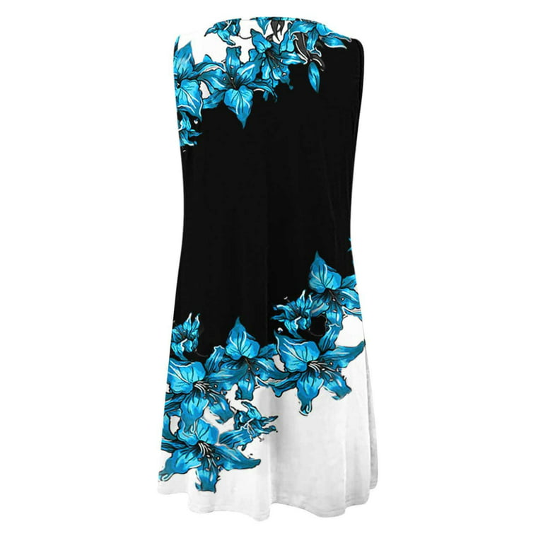 Patlollav Clearance Summer Dress for Women,Cute Ruffle Swing Flowy Beach  Sun Mini Tank Short Dresses 