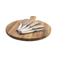 thumbnail image 2 of French Home Laguiole 6-Piece Ivory Artisan Cheese Knife Set and Round Wood Board, 2 of 5