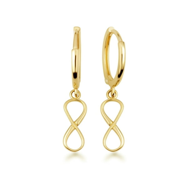 Yellow Gold Classic Infinity Huggie Hoop Earrings (14K)