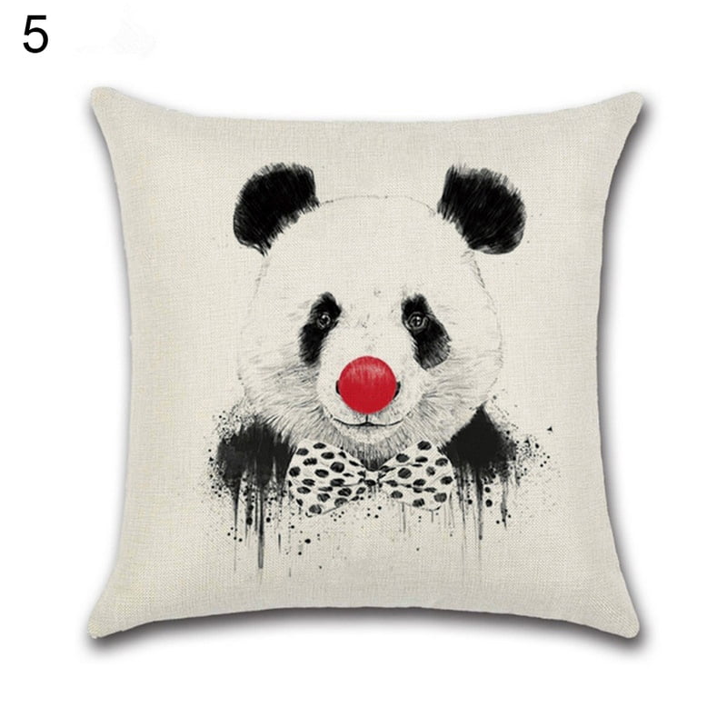 Square Cute Panda Animal Printed Cushion Cover Pillow Case Linen Bed Décor 45cm 
