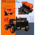 thumbnail image 5 of Rock Wheels 24V7AH Ride On 2-Seater Dump Truck, 4X200W Motors, Ride On Car w/Electric Dump Bed, Extra Shovel, Parent Remote Control, LED Lights, Steam Spray, Helmet, 24" Spacious Seat - Orange, 5 of 9