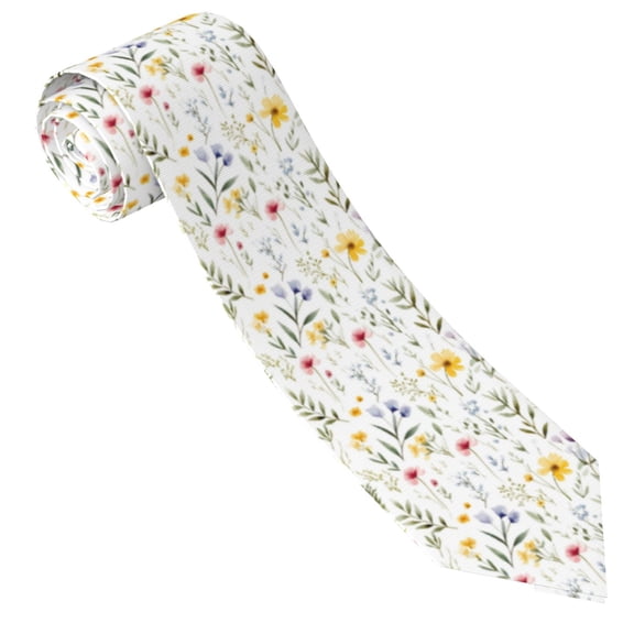 Xecao Watercolor Floral A Print Tie For Men Necktie Woven Jacquard Neck Ties,Classic Men's Tie