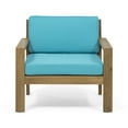 thumbnail image 6 of Ayaan Outdoor Acacia Wood Club Chairs with Cushions, Set of 2, Brushed Light Brown and Teal, 6 of 12