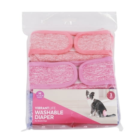 Vibrant Life Washable Dog Diapers for Female Dogs, Medium, 3 Count