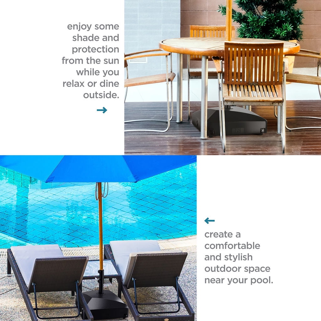 Maple99USA Patio Umbrella Base, 123 lbs Capacity, Black, Square, HDPE Plastic, Heavy Duty