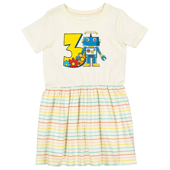 Inktastic 3rd Birthday Robot Girls Toddler Dress