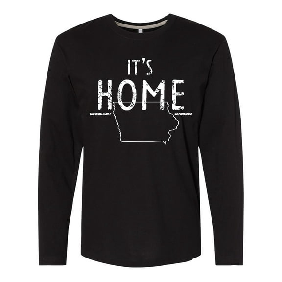 Inktastic It's Home- State of Iowa Outline Distressed Text Long Sleeve T-Shirt