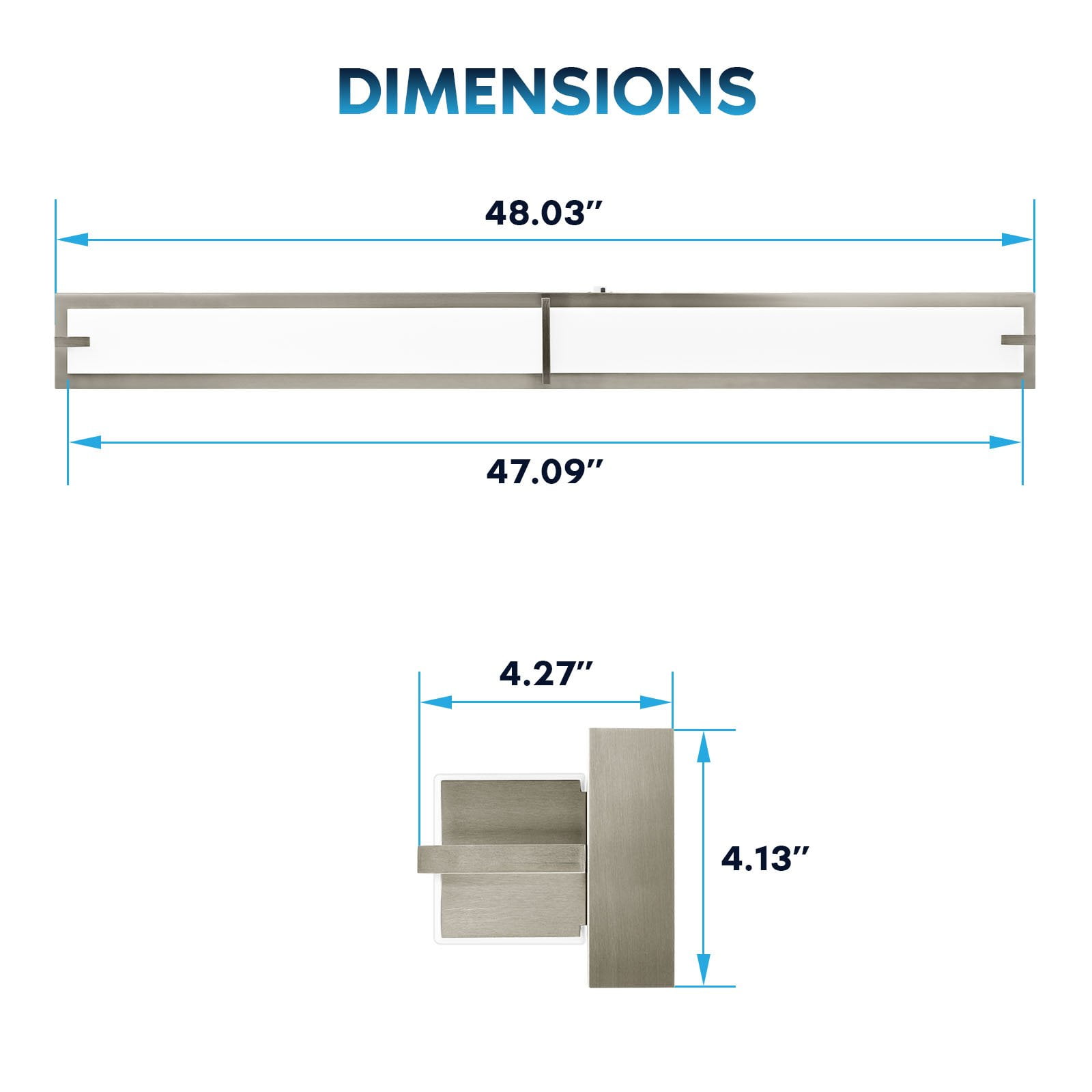 Luxrite 48" LED Vanity Light Brushed Nickel Bathroom Light Fixture 3CCT 40W 2800 Lumens Dimmable Damp Rated ETL Listed