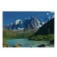 thumbnail image 3 of Landscape Cutting Board, Snowy Mountaintop Bustling River Pine Trees Rocks Grass Clouds Shrubs, Decorative Tempered Glass Cutting and Serving Board, Small Size, White Green Grey, by Ambesonne, 3 of 5