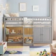 thumbnail image 4 of Costway Low Loft Bed with LED Light, Stairs & Guardrails, Modern Wood Kids Twin Bed Gray, 4 of 10