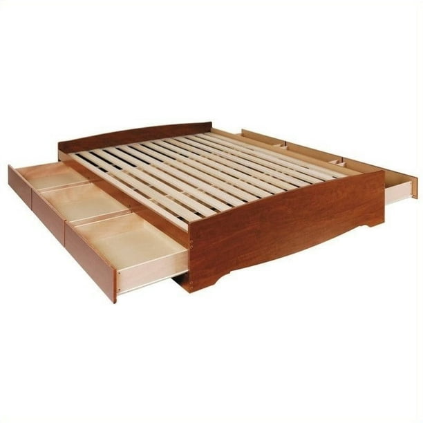 Prepac Monterey Cherry Double / Full Bookcase Platform Storage Bed