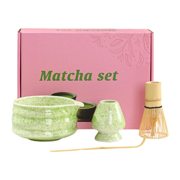Juego de Matcha, juego de té japonés, cuchara de bambú resistente, elegante tazón de cerámica con , utensilios para la del té para regal Verde