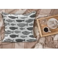 thumbnail image 2 of Fish Fluffy Throw Pillow Cushion Cover, Minimalist Fish with Pared Down Dots and Stripped Lines Sea Animal Image, Decorative Square Accent Pillow Case, 28" x 28", Black White, by Ambesonne, 2 of 5