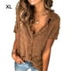 thumbnail image 1 of Qarigey Blusa de gasa casual para mujer Camisa de manga corta con botones Prendas para la parte del cuerpo Marrón SG, 1 of 5