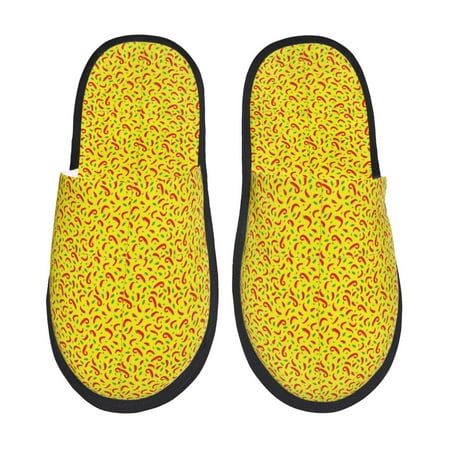 Balery Red Hot Chilly Slient Indoor Furry Fleece Comfort House Shoes Soft Non-Slip Home Shoes Cotton slippers House Slippers-- Large