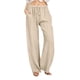 thumbnail image 1 of Women's cotton linen drawstring high-waisted casual loose wide-leg pants royal blue XXXL, 1 of 4