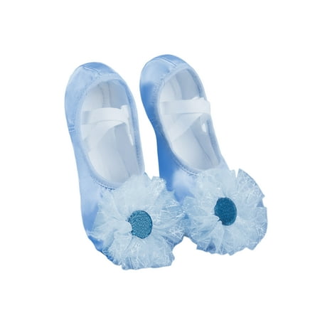 

Fangasis Kids Dancing Shoe Slip On Dance Slippers Bowknot Ballet Shoes Girls Flats Practice Comfort Split Sole Blue 5C