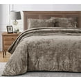 Chezmoi Collection Lux 3Piece Taupe Shimmer Velvet Bedding Set Full