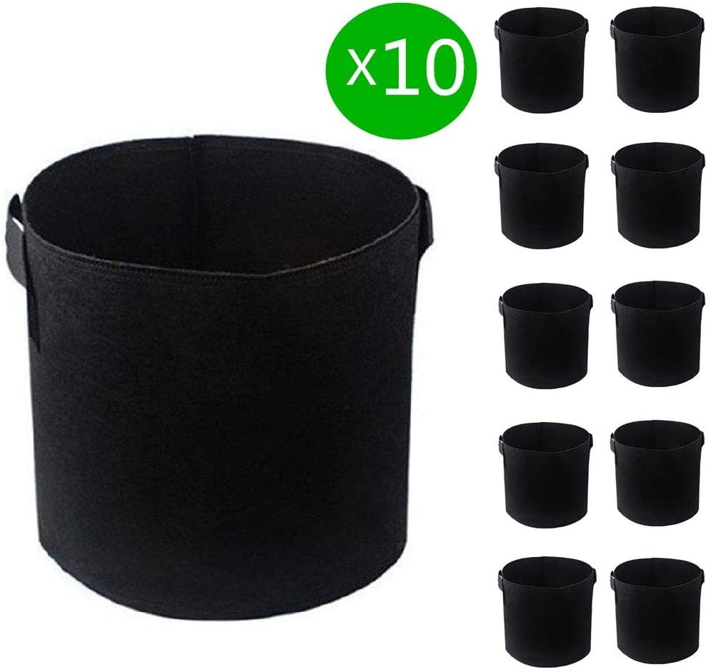 10X Round Fabric Pots Plant Pouch Root Container Grow Bag Aeration Container NEW 