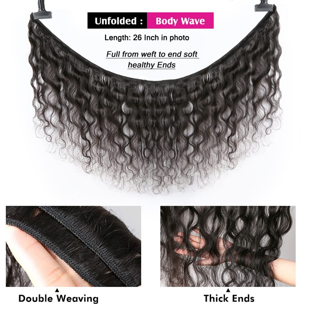 MDL Brazilian Body Wave 3 Bundles with Closure (20 22 24+18  display picture 2