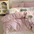 thumbnail image 2 of Pink and White Striped Duvet Cover Set 3-Piece Bow Stripes Bedding Set Bowknot Quilt Cover with Zipper Closure & Corner Ties Queen Size, 2 of 4