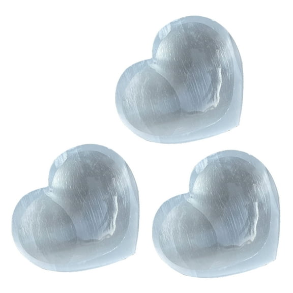 Himalayan Glow Selenite Crystal Heart Stone, Healing & Calming Effects, 2.5 inches, 3 Count