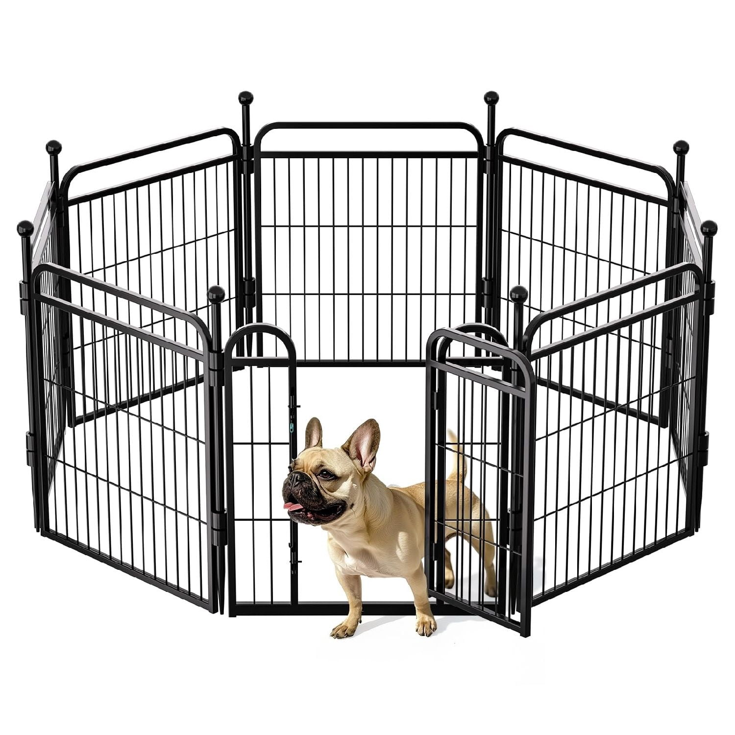 Panels Dog Pen Outdoor/Indoor Dog Fence Exercise Pen for Small/Medium Dogs, Foldable Pet Play Yard Gate with Gravity Automatic Lock, Pet Playpen, Black