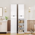 thumbnail image 5 of FANGSUM Tall Bathroom Cabinet, Storage Cabinet with 2 Doors & 1 Drawer, Narrow Floor Storage Cabinet with Adjustable Shelves for Bathroom, Living Room, Bedroom, White, 5 of 8