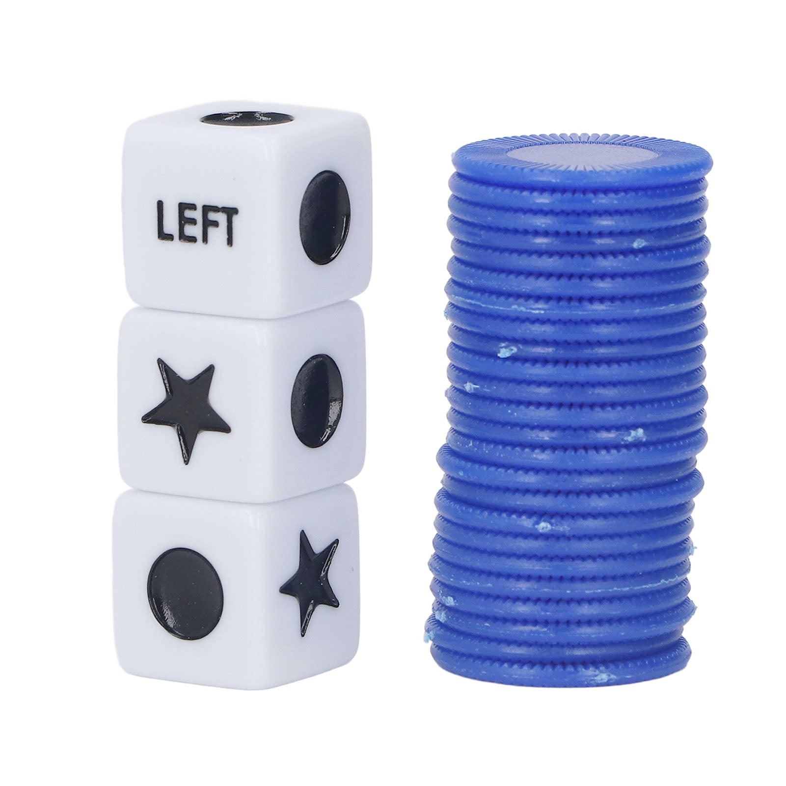 Left Right Dice Game Set, 24 Chips 4 Signs Portable Size LCR Dice Game