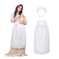 Aspire Waist Apron with Headband, Cosplay Long Vintage Server Half Apron, Cotton Victorian Pinafore for Costume Maid
