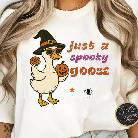 Just a Spooky Goose Shirt, Funny Halloween Goose Tee, Cute Goose Shirt Design for Fall, Silly Halloween Graphic T-Shirt